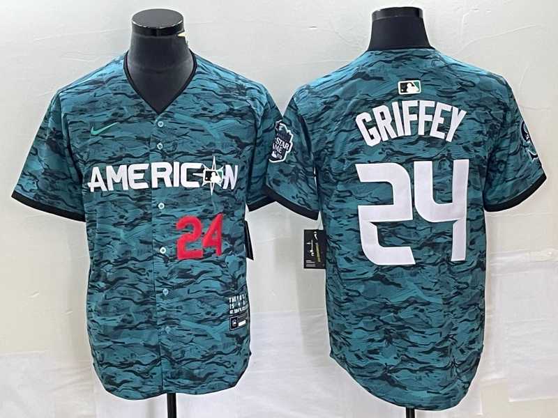 Men%27s Seattle Mariners #24 Ken Griffey Number Teal 2023 All Star Cool Base Stitched Jersey1